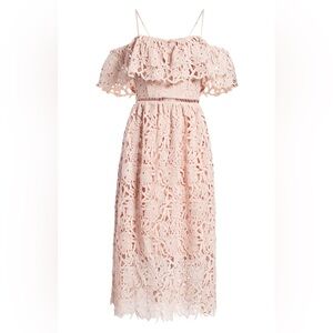 ASTR blush pink midi lace dress